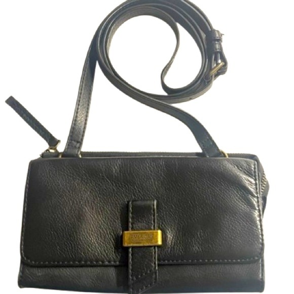 AMERICAN LEATHER BLACK LEATHER CROSSBODY BAG PRELOVED ADJUSTABLE STRAP - Picture 1 of 17